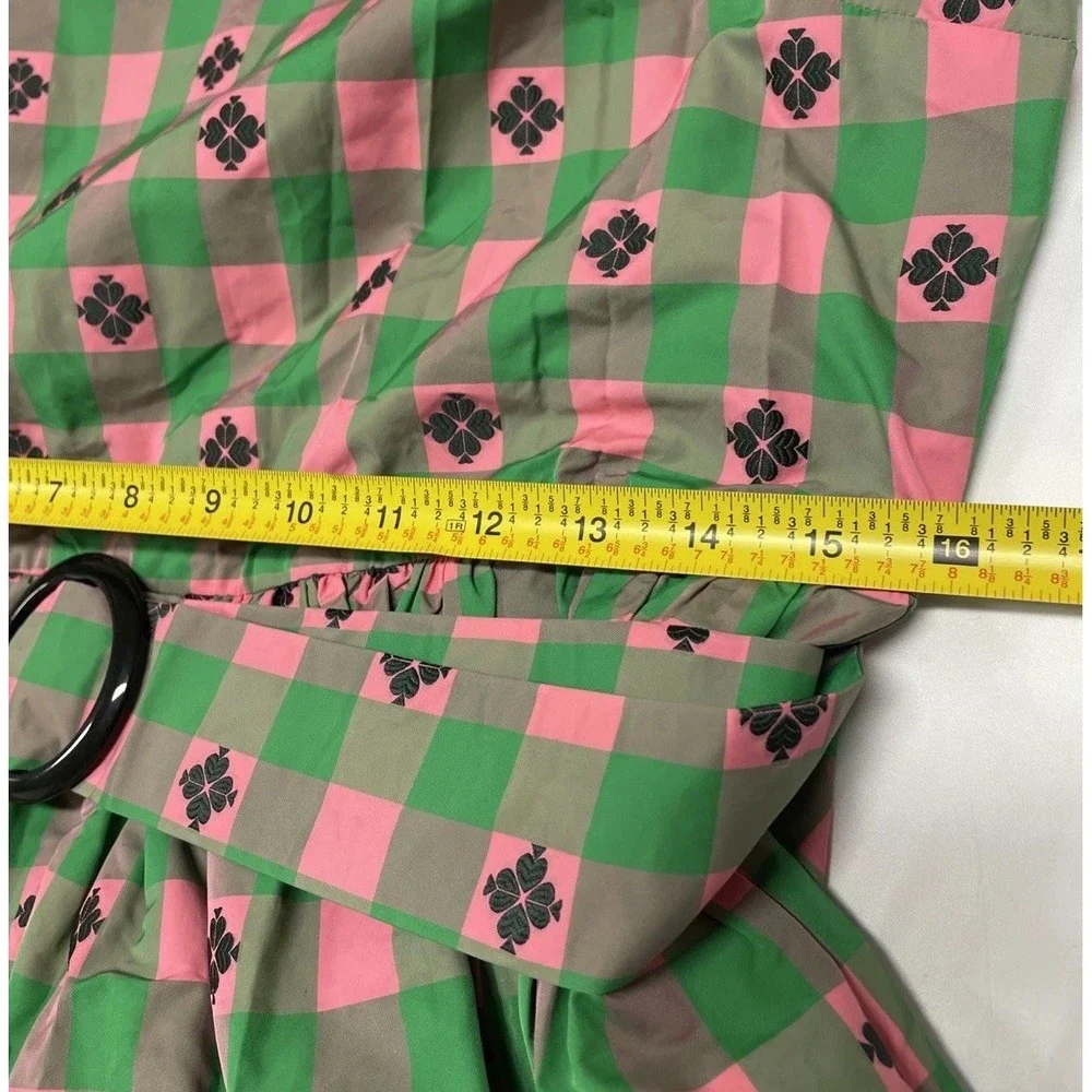 NWT Kate Spade‎ New York Green Pink Plaid Gingham Dress Women's 8 MSRP $598 - Picture 7 of 11